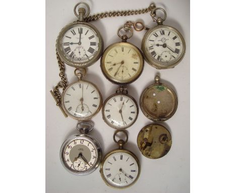 A late Victorian silver open faced pocket watch with white enamel dial, with Roman numerals and minute track, the fusee movem
