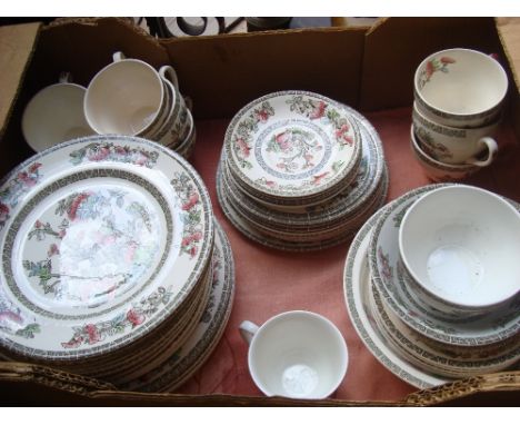 A Johnson Brothers Indian tree part dinner and tea service. 