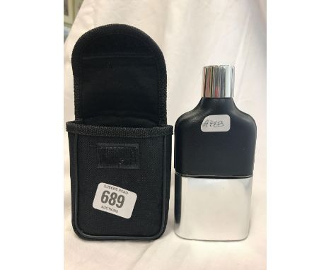 LEATHER &amp; CHROME HIP FLASK