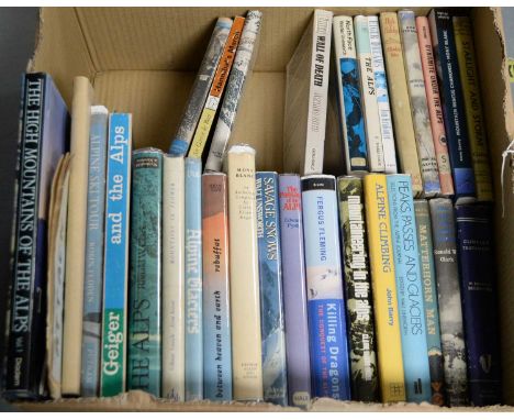 A selection of books primarily relating to the Alps, titles including: Matterhorn Man, by Walter Unsworth; Mont Blanc: An Ant