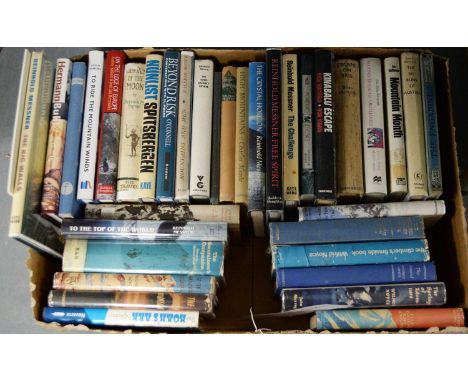 A collection of hardback mountaineering books, titles including: To The Unknown Mountain, by Wilfrid Noyce; The Mountaineer’s