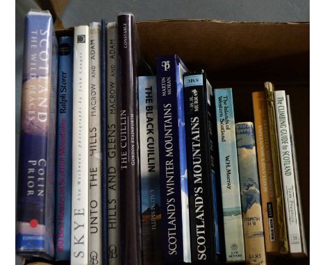 A selection of books relating to Scotland, titles including: The Cuillin, by Gordon Stainforth; Scotland: The Wild Places, by