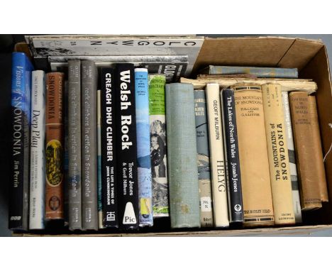A selection of books relating to walking and climbing in Wales, titles including: Portrait of Snowdonia, by Cledwyn Hughes; T