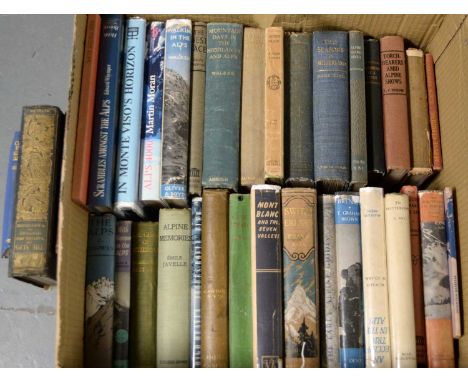 A selection of books primarily relating to the Alps, titles including: An Eccentric in the Alps, by Ronald W. Clark; The Alps