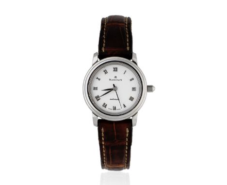 Blancpain. A lady's stainless steel automatic calendar wristwatchModel: Villeret Ultra SlimReference: 0096-1127-55Date: Purch