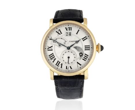 Cartier. An 18K gold automatic calendar wristwatch with moon phase and power reserveModel: Rotonde de CartierReference: 3771,