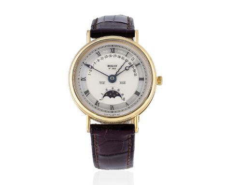 Breguet. A fine 18K gold automatic perpetual calendar wristwatch with moon phase, retrograde date and leap year indicationMod