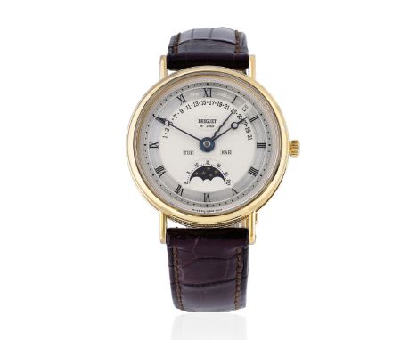 Breguet. A fine 18K gold automatic perpetual calendar wristwatch with moon phase, retrograde date and leap year indicationMod