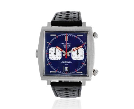 Heuer. A fine stainless steel automatic calendar chronograph square wristwatchModel: MonacoReference: 1133Date: Circa 1970Mov