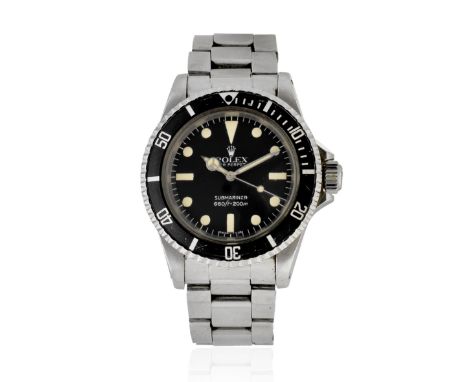 Rolex. A stainless steel automatic bracelet watch with maxi dialModel: SubmarinerReference: 5513Date: Circa 1981Movement: 26-