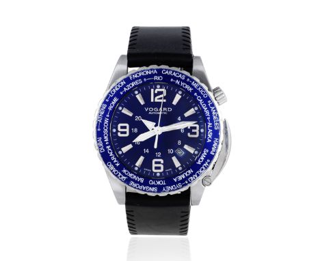 Vogard. A stainless steel automatic calendar wristwatch with World Time indicationModel: Licensed Pilot Special EditionRefere