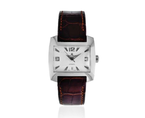 Baume &amp; Mercier. A stainless steel automatic rectangular calendar wristwatchModel: Hampton SpiritReference: 65394Date: So