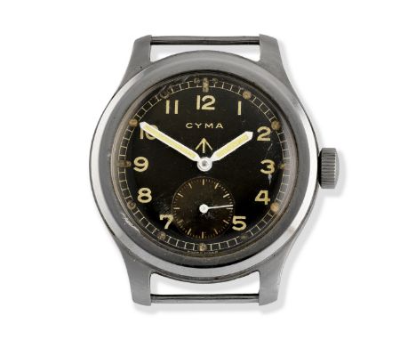 Cyma. A stainless steel manual wind British Military issue watchModel: 'Dirty Dozen'Date: Circa 1945Movement: 15-jewel Cal.23
