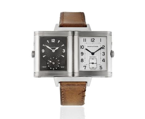 Jaeger-LeCoultre. A stainless steel manual wind reversible wristwatch with 24 hour indicationModel: Reverso Night &amp; DayRe
