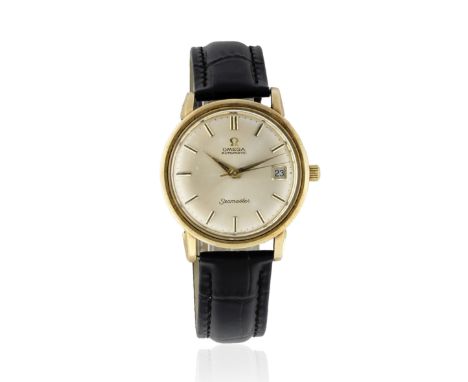 Omega. A 9K gold automatic calendar wristwatchModel: SeamasterDate: Purchased 10th August 1965Movement: Jewelled automaticDia
