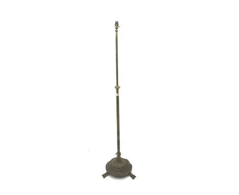 Early 20th Century classical brass standard lamp with shade, H155cm ex shade - Condition Report 