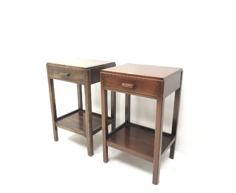 Pair mid 20th century teak bedside lamp stands, W44cm, H71cm, D36cm - Condition Report 