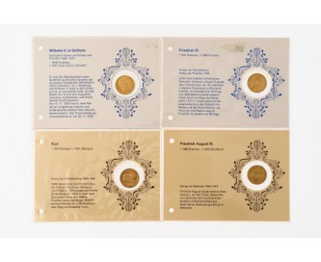 Schlumberger Sammlung bestehend aus 24 Goldmünzen: Baden: 20  Mark 1872. Bayern: 2 x 20 Mark 1872, 20 Mark 1900. Hamburg: 20 