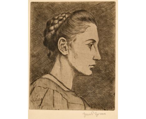 1839 Bernau - 1924 Karlsruhe. Radierung. Elisabeth La Roche. Mädchenkopf. U.r. mit Bleistift  sign. In der Pl. ELR bez., mono