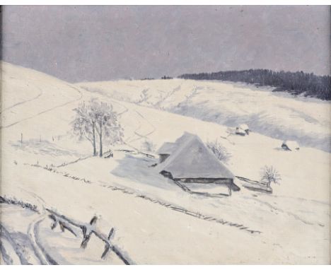 1881 Neustadt/Orla - 1935 Freiburg.  Öl/Lw. Winterlandschaft im Schwarzwald. Blick von der Halde auf  den Rosshang mit schnee