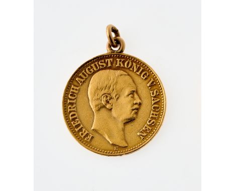 10 Mark 1909 (an Aufhängeöse und Ring). GG 900, insgesamt 4,14  g. ss.