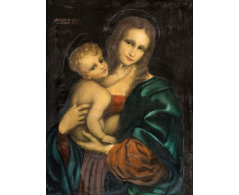 1893 Darmstadt-Arheilgen. Studium an der Kunstgewerbeschule und  Kunstakademie in München.  Öl/Lw. Madonna mit dem Jesusknabe