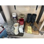 LOT: Items Variés (Verres, Tasses, Platesux, Couteau, etc)