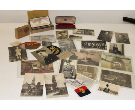 Womens Royal Army Corps selection, including patches, empty medal cases etc. and WW2 postcards