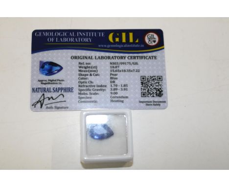 A sapphire gemstone with cert 