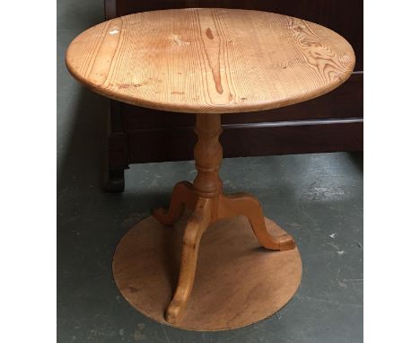 A modern pine circular tripod table, approx. 77cmD 