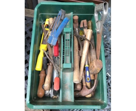 A mixed box of hand tools, to include hammers, rasps, files, etc 