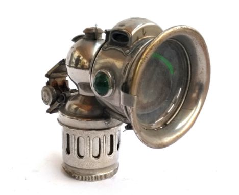 A vintage Miller &amp; Co. Ltd carbide motorcycle lamp, 16.5cmH