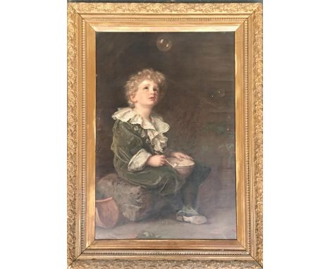 After Sir John Millais, 'Bubbles' portrait of Admiral Sir William Milbourne James as a boy, mezzotint, 68x47cm; together with