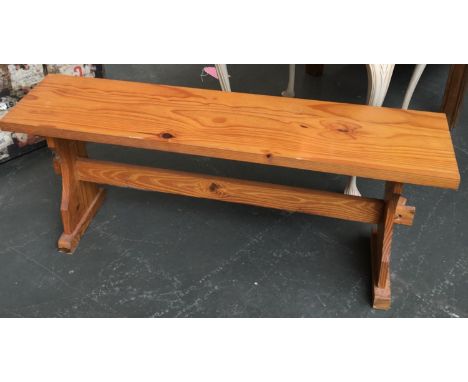 A modern pine refectory style bench, 133cmW 
