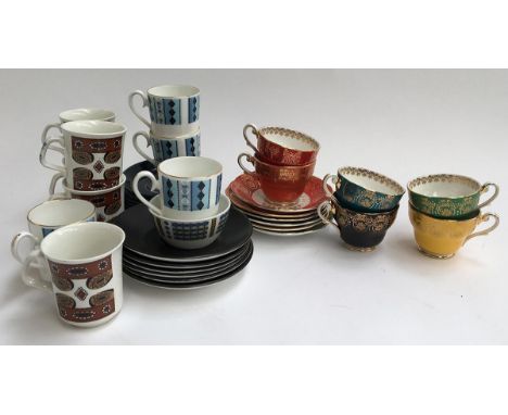 A 12 piece Royal Standard fine bone china set of coffee cups and saucers; together with a mid-century style coffee set 