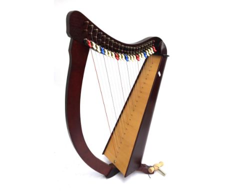 A small French Camac, troubadour model, Celtic with 22 string lever harp, with tuning key, 70cmH