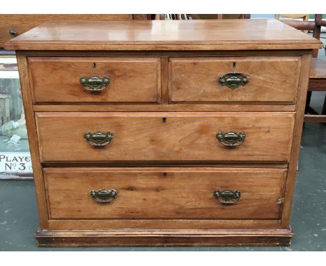 A small light mahogany chest of two short over two long drawers, on plinth base, 92x47x73cmH 