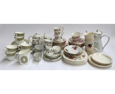 A quantity of teawares to include Royal Stafford 'Fragrance' part tea set; a Crown Staffordshire part tea set white rose patt