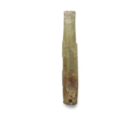 A Chinese archaistic jade fishLate Qing dynasty, late 19th/early 20th centuryCarved with a flat elongated body, both sides in