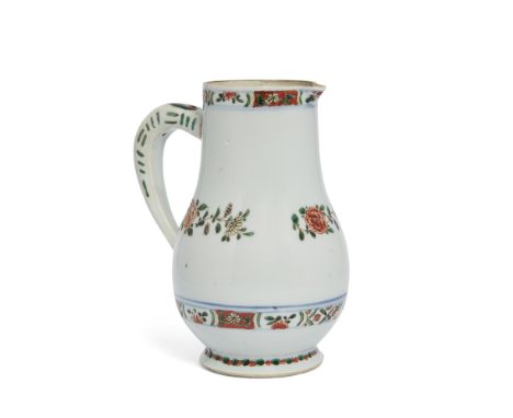 A Chinese export famille verte jugQing dynasty, 18th centuryRising on a splayed foot to bulbous body tapered to the top formi