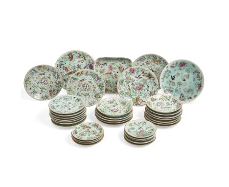 A Chinese thirty-five piece famille rose dinner serviceQing dynasty, late 19th centuryComprising of a deep square dish and ci
