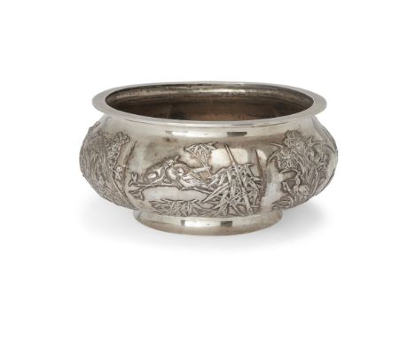 A Chinese export silver lobed bowl, Luen Wo, ShanghaiQing dynasty, Circa 1900The compressed globular form with lipped rim and