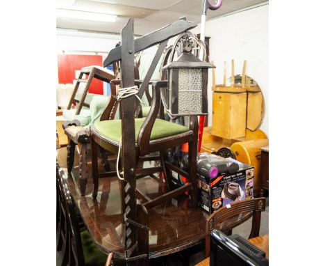TWENTIETH CENTURY OAK LANTERN STANDARD LAMP 