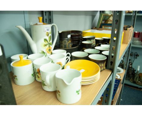 DENBY 'ARABESQUE' PART TEA AND COFFEE SERVICE, APPROX 32 PIECES AND A MYOTT COFFEE SERVICE FOR SIX PERSONS, 15 PIECES 