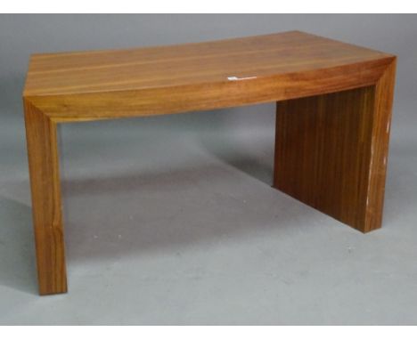 A bowfront walnut console, 146cm wide x 75cm high. 