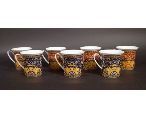 Versace for Rosenthal; seven ceramic mugs, each 10cm high. 