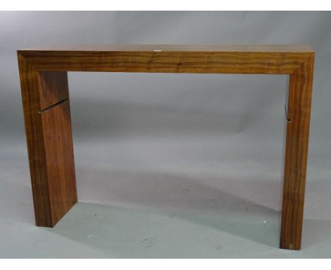 A walnut console table with inset glass undertier, 140cm wide x 95cm high. 