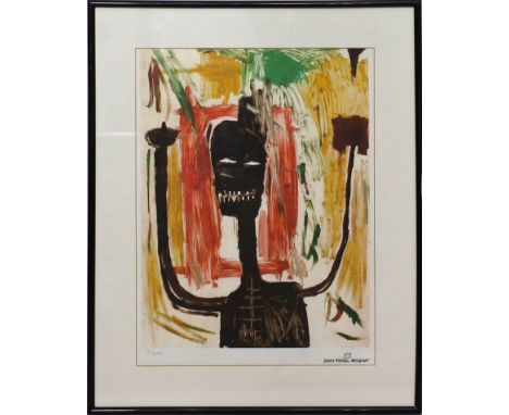 Basquiat, Jean-Michel (1960 - 1988), nach Darstellung nach J.-M. Basquiat. Farbdruck, re. Drucksign. und li. u. Ex. 12/300. P