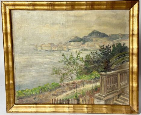 Unbekannter Maler (um 1900) Südlänische Meeresbucht. Öl/Lwd. 32x 39 cm. R.