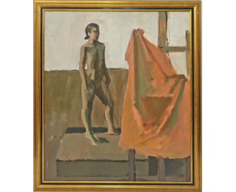 Neal, Arthur Richard (geb. 1951) Aktmodell. Öl/Platte, re. u. monog. "ARN" sowie verso sign. Ca. 120x 100 cm. R.